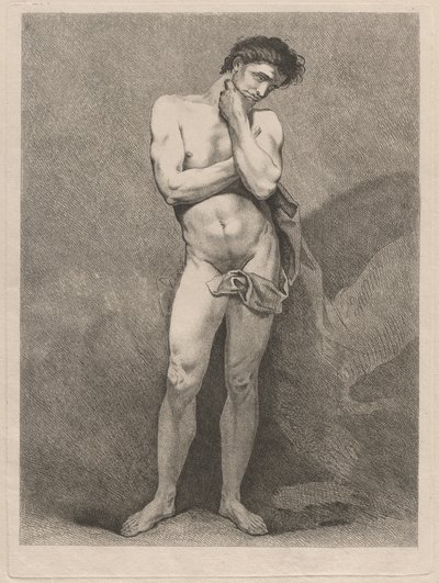 物思いにふけるポーズで立っている男 作： Carle van Loo