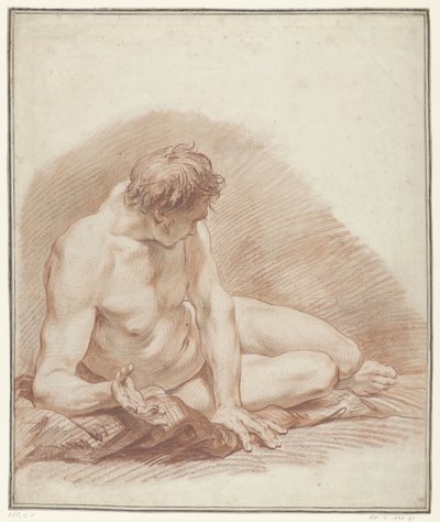横になっている裸の男の研究 作： Carle van Loo