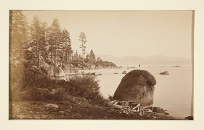 4 つの鉄道シーンとタホ湖の 4 つのビュー: アーティスト ポイントからのタホ湖 作： Carleton E. Watkins