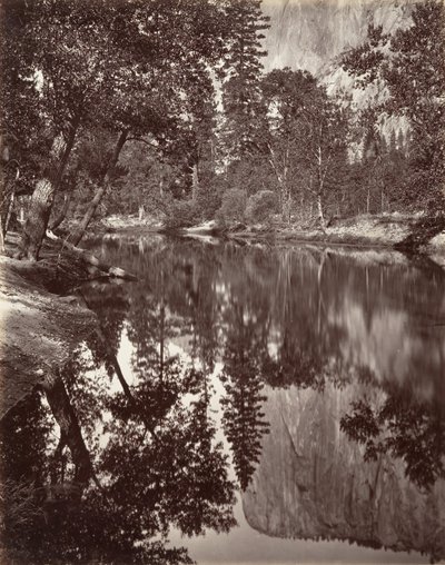 エル キャピタンのミラー ビュー、ヨセミテ、カリフォルニア州。 1872年、約印刷。 1876年。 作： Carleton E. Watkins.