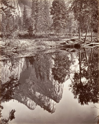 三兄弟の鏡像、ヨセミテ、カリフォルニア州。 1872年、約印刷。 1876年。 作： Carleton E. Watkins.