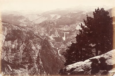 グレーシャー ポイントから見たバーナル滝とネバダ滝 作： Carleton E. Watkins