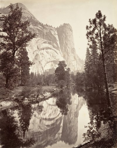 ワシントン タワー、ヨセミテ、カリフォルニア州。 1872年、約印刷。 1876年。 作： Carleton E. Watkins.