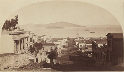 アルカトラズ島とサンフランシスコ湾、北方向、1880年代（写真） 作： カールトン・エモンズ・ワトキンス