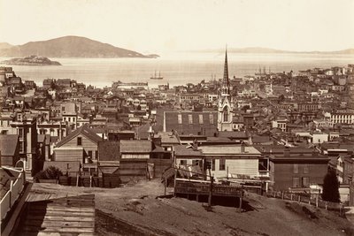 サンフランシスコ、カリフォルニアとパウエルストリート、1864年、印刷約。 1876年。 作： Carleton Emmons Watkins