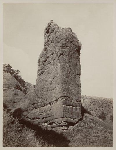 センチネルロック、エコーキャニオン、ユタ州、1873-74年 作： Carleton E. Watkins