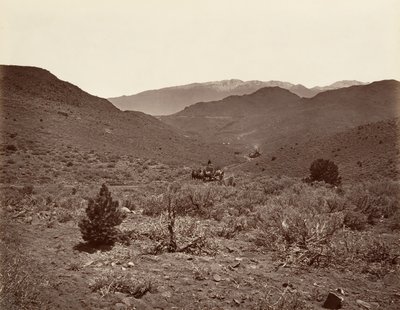 Sutro トンネルのバージニア市への道、1875 年、約 20 年頃印刷。 1876年。 作： Carleton Emmons Watkins