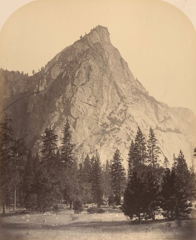 3 人の兄弟、正面図、4480 フィート、1861 年。 作： Carleton Emmons Watkins