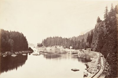 トゥース ブリッジ、オレゴン州、1867 年、約 20 年頃に印刷 1876年。 作： Carleton Emmons Watkins