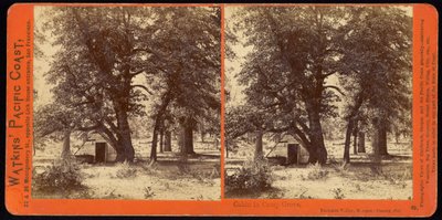 カリフォルニア州マリポサ郡ヨセミテバレー、キャンプグローブのキャビン 作： Carleton Watkins