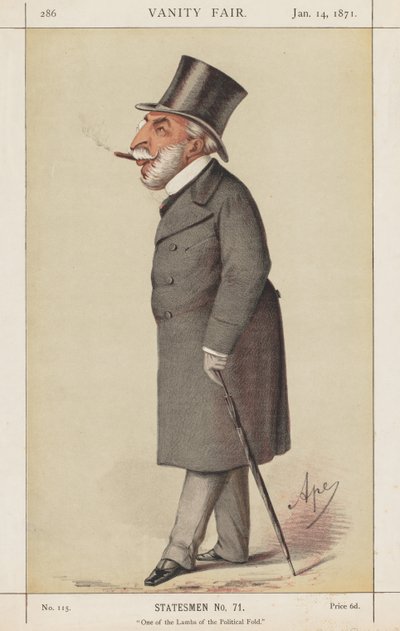 Vanity Fair: Statesman, No. 71 「政治的陣営の子羊の一人」 作： Carlo (Ape) Pellegrini