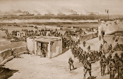 ベンガシ爆撃の後に上陸したイタリア軍 作： Carlo Ademollo