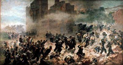 ローマ、ポルタ・ピアの鐘楼（1870年9月20日） - カルロ・アデモーロ（1825-1911）による絵画、油彩・キャンバス。ミラノ、リソルジメント博物館 作： Carlo Ademollo
