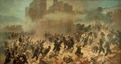 1870年9月20日 ローマ、ポルタ・ピアの破断（油彩・キャンバス 作： Carlo Ademollo