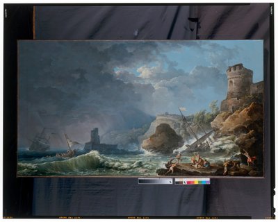 ロッキー海岸沖の嵐 作： Carlo Bonaria or Bonavia