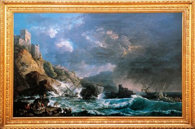 イタリアのカルロ・ボナヴィア（1755〜1788年）による「ロッキー入江の難破船 作： Carlo Bonaria or Bonavia