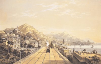 「トリノとジェノヴァの間の鉄道の景色」、1853年からの口絵 作： Carlo Bossoli