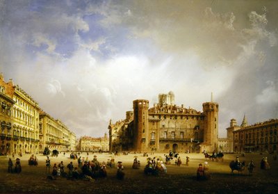 トリノのカステッロ広場、1852年 作： Carlo Bossoli