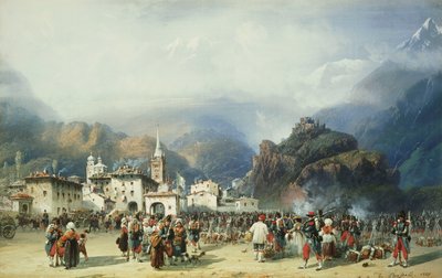 イタリアの戦争：1859年、スーサ、モンスニ、フランス軍とのビバーク 作： Carlo Bossoli