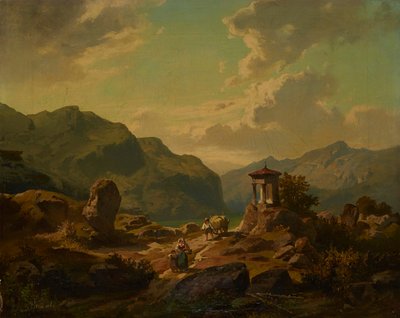 湖のある山の風景 作： Carlo Brioschi