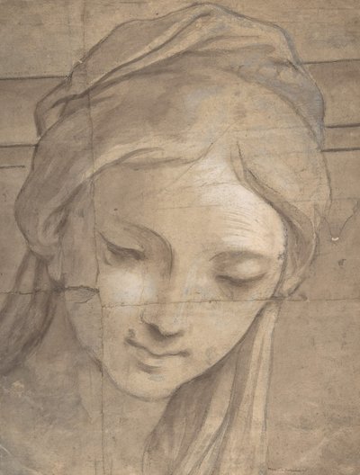 左向きの 4 分の 3 ビューの若い女性の頭部、1670 年から 1700 年。 作： Carlo Cignani