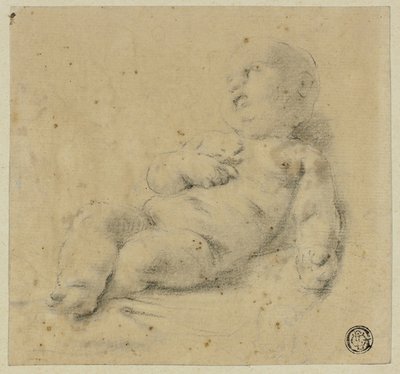 十字架を持って眠っているキリストの子供 作： Carlo Cignani