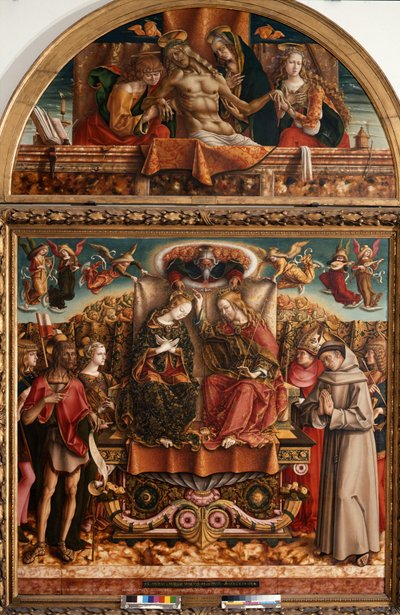 三位一体の聖母と聖人の戴冠式 作： Carlo Crivelli