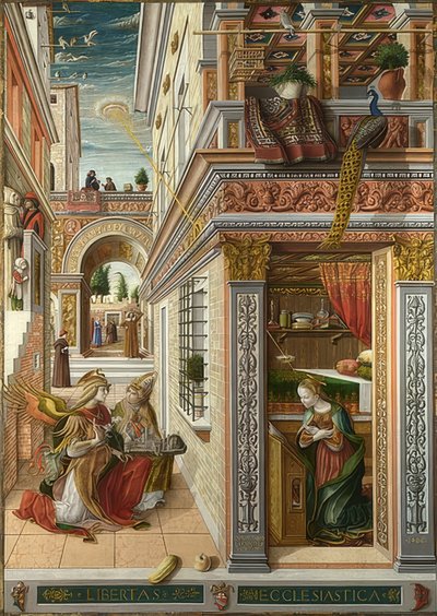 聖エミディウスとの受胎告知。 1486 作： Carlo Crivelli