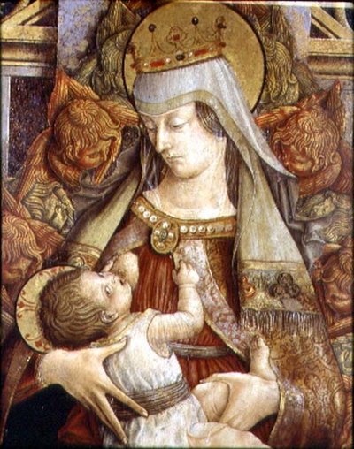 キリストの子を吸うマドンナ（油彩・パネル） 作： Carlo Crivelli