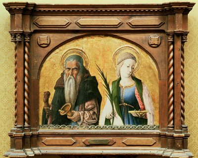 セントアンソニーザハーミットとセントルーシー、1470年頃（船上テンペラ） 作： Carlo Crivelli