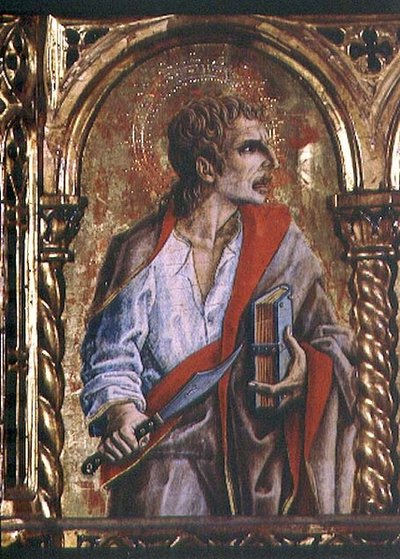 聖バルトロメオ、サンテミディオのポリプティクからのディテール 作： Carlo Crivelli