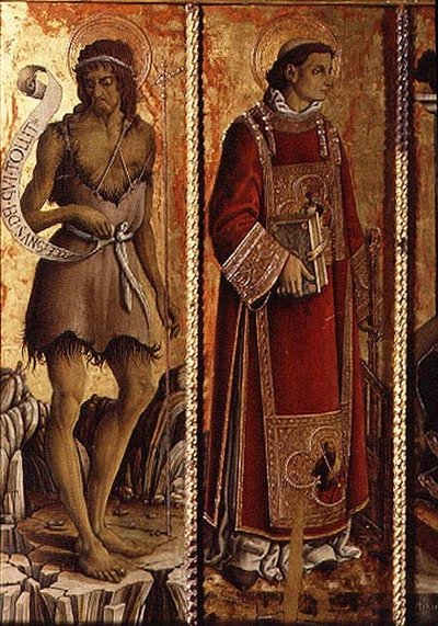 洗礼者聖ヨハネと聖ローレンス サン・シルベストロのポリプティックからのディテール 作： Carlo Crivelli