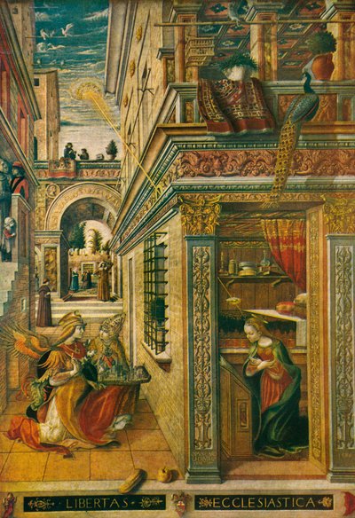 受胎告知、聖エミディウス、1486、1911 作： Carlo Crivelli