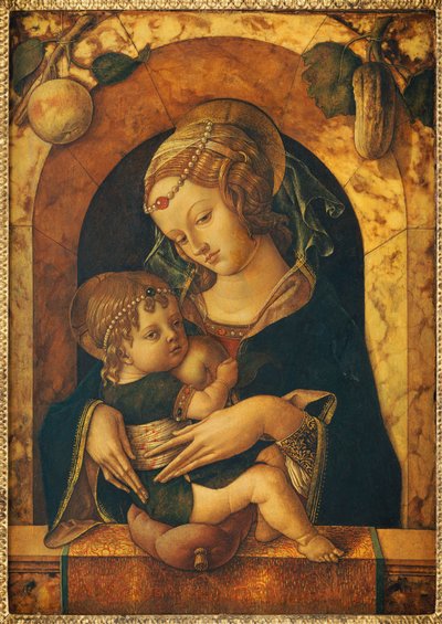 大理石の欄干でマドンナと子供 作： Carlo Crivelli