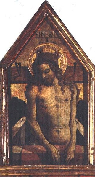 復活したキリスト サン・シルベストロのポリプティクからの細部 作： Carlo Crivelli