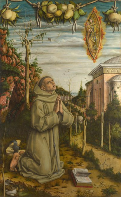 祝福されたガブリエレのビジョン、1489 作： Carlo Crivelli