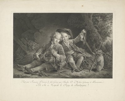 マーモットと 2 人の男の子 作： Carlo Domenico Melini
