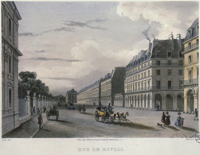 フレデリックマルテンス（1809-75）1832年に刻まれたリボル通り（カラー彫刻） 作： Carlo Gilio