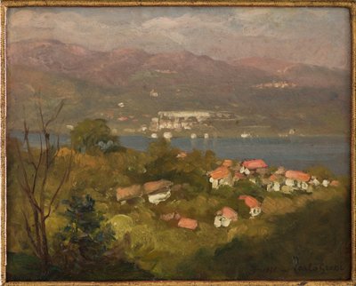 ロンバルディアの風景、1921年9月（ボール紙に油彩） 作： Carlo Grossi