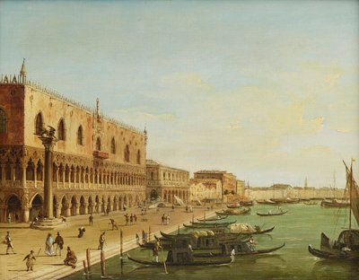 Riva degli Schiavoni とヴェネディグの Der Dogenpalast 作： Carlo Grubacs