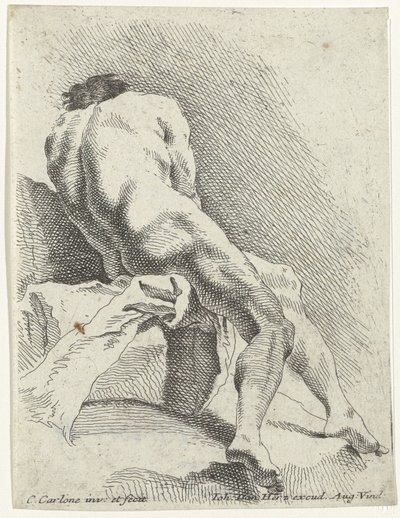 後ろから見た着席男性ヌード 作： Carlo Innocenzo Carlone