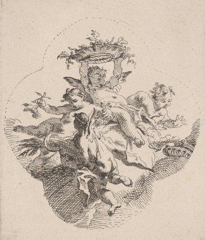 花を持つプッティ、1725～75年。 作： Carlo Innocenzo Carloni
