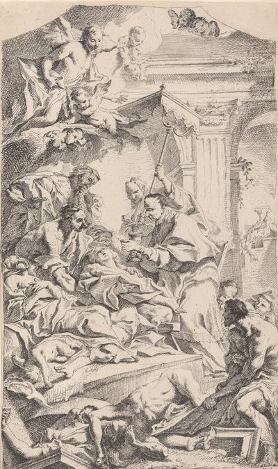 ペストに襲われた聖チャールズに聖体拝領、1725-75年。 作： Carlo Innocenzo Carloni