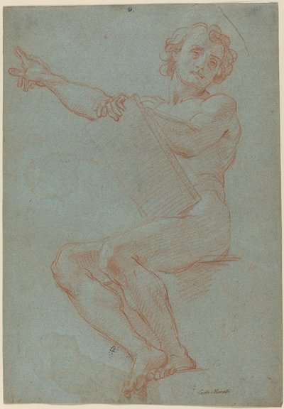 タブレットを持って座っている男性 作： Carlo Maratta