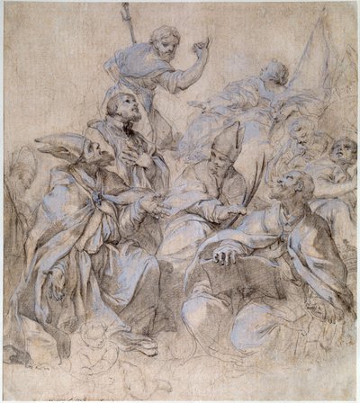 ローマのサンタ マリア デル ポポロ教会のフレスコ画のスケッチ。 作： Carlo Maratta