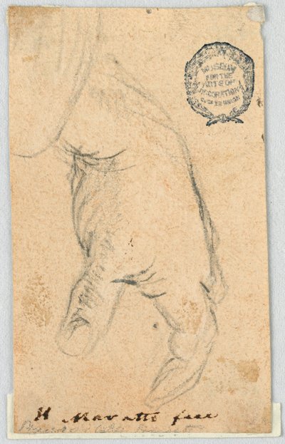 描画: ぶら下がっている左手 作： Carlo Maratti