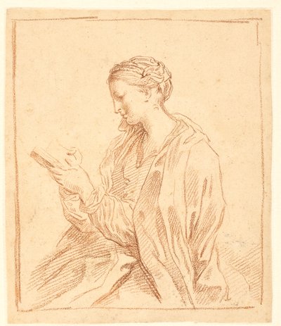 左の横顔で読書をしている女性 作： Carlo Maratti