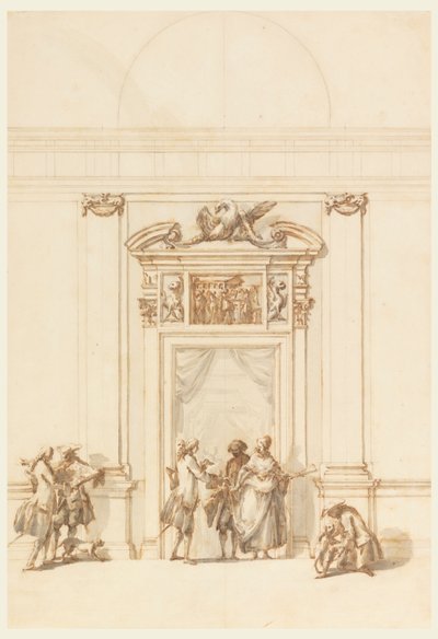 北ポータルのデザイン、Grand Gallery、Villa Albani、ローマ、イタリア 作： Carlo Marchionni