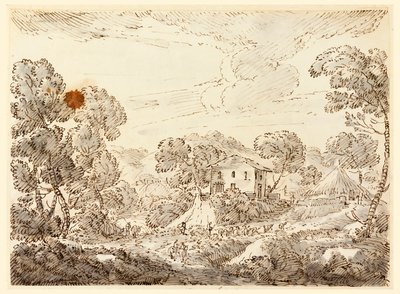 デッサン、「ウッディ・カントリーの農民の住居」、1750-1770年 作： カルロ・マルキオーニ