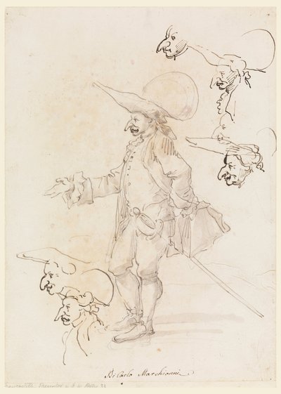 素描、風刺画、1725-75年頃 作： カルロ・マルキオーニ